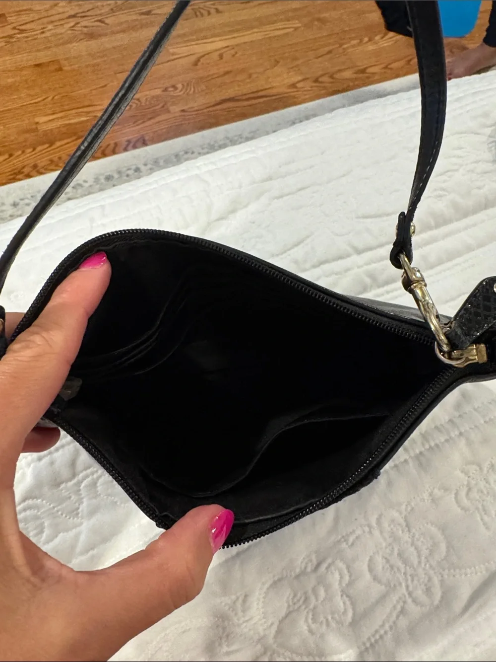 Vintage Coach Black Leather Wristlet with Gold Logo